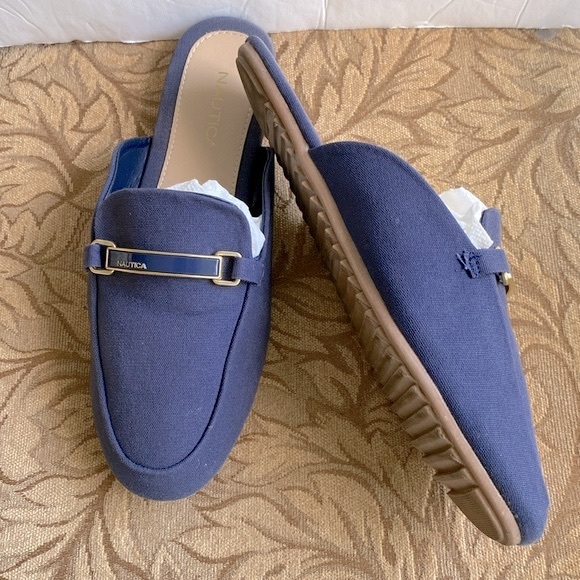 Nautical Labella woman’s navy blue loafer flat mules slip on textile upper 8.5🌹 - Picture 15 of 17